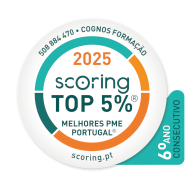 Cognos Formação foi distinguida, pelo 6.º ano consecutivo, com a certificação "TOP 5% Melhores PME de Portugal" logo pme top5%